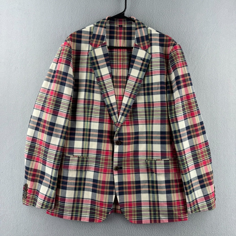 J Crew Thompson Blazer Mens 44 Red Plaid Lightweight Unstructured Jacket  $398